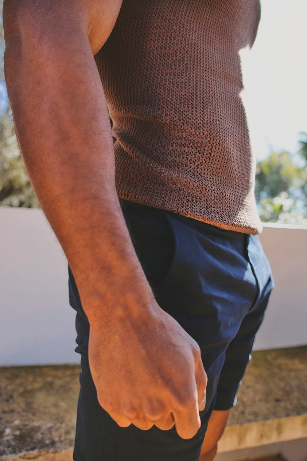 Muscle Fit Stretch Chino Shorts in Navy