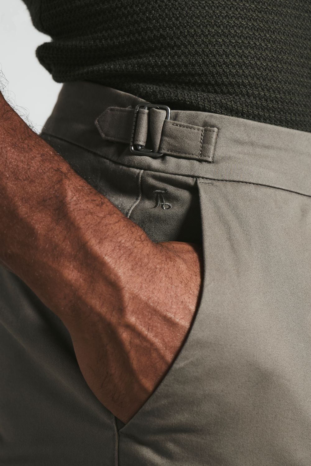 Smart Chino Side Adjuster Trousers in Dark Taupe
