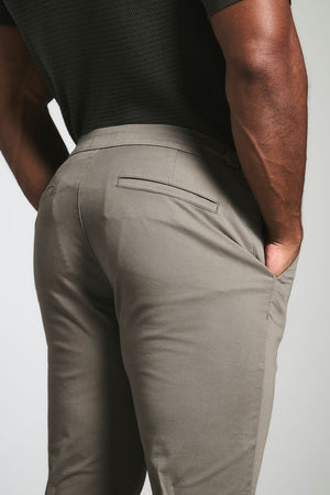 Smart Chino Side Adjuster Trousers in Dark Taupe