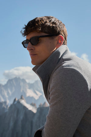 Funnel Neck Overcoat in Mid Grey Marl