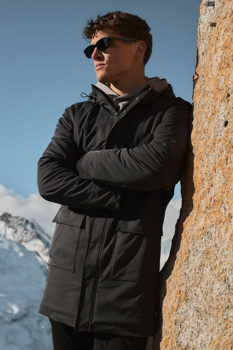 Shower Resistant Padded Parka in Black