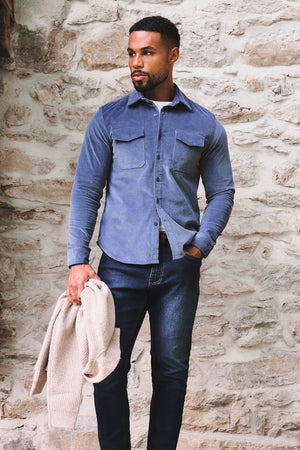 Cord Overshirt in Slate Blue
