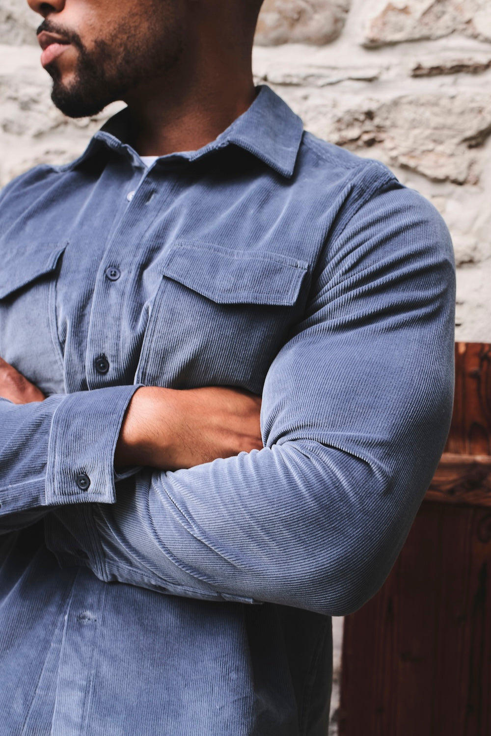 Cord Overshirt in Slate Blue