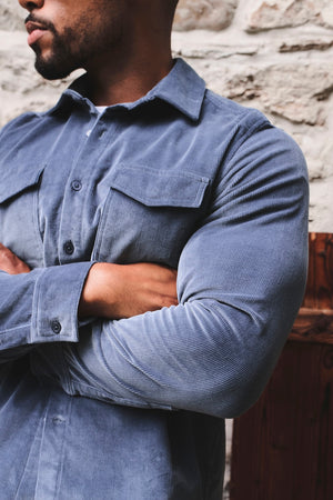Cord Overshirt in Slate Blue