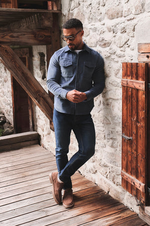 Cord Overshirt in Slate Blue