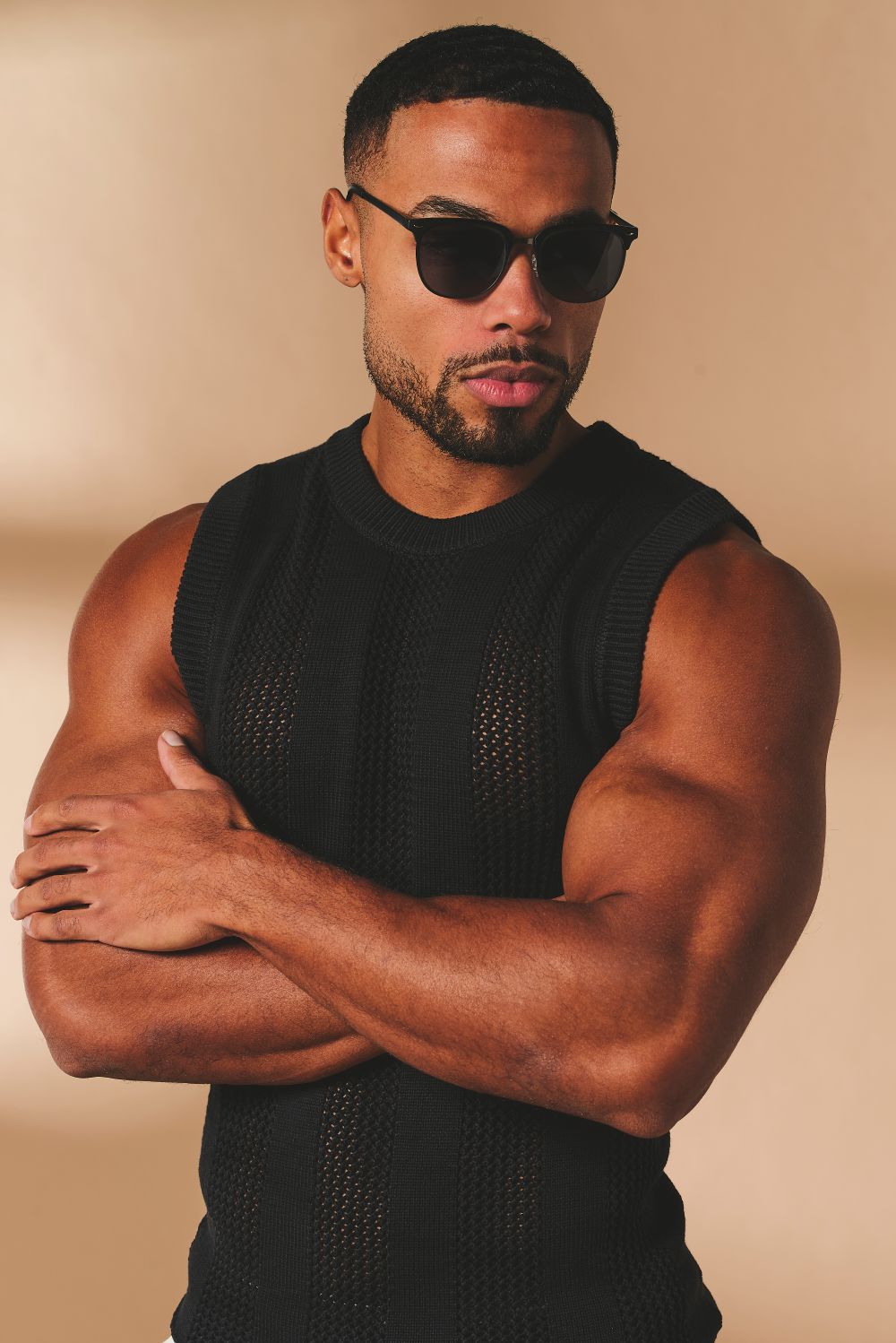 Crochet Knitted Vest in Black