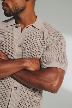 Crochet Knitted Shirt in Neutral