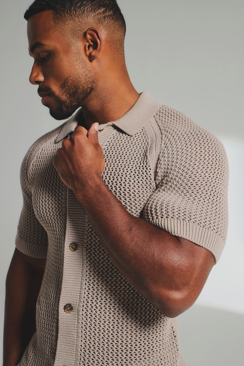 Crochet Knitted Shirt in Neutral