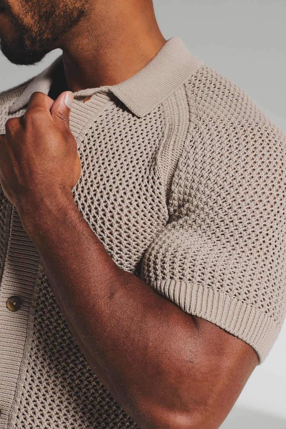 Crochet Knitted Shirt in Neutral