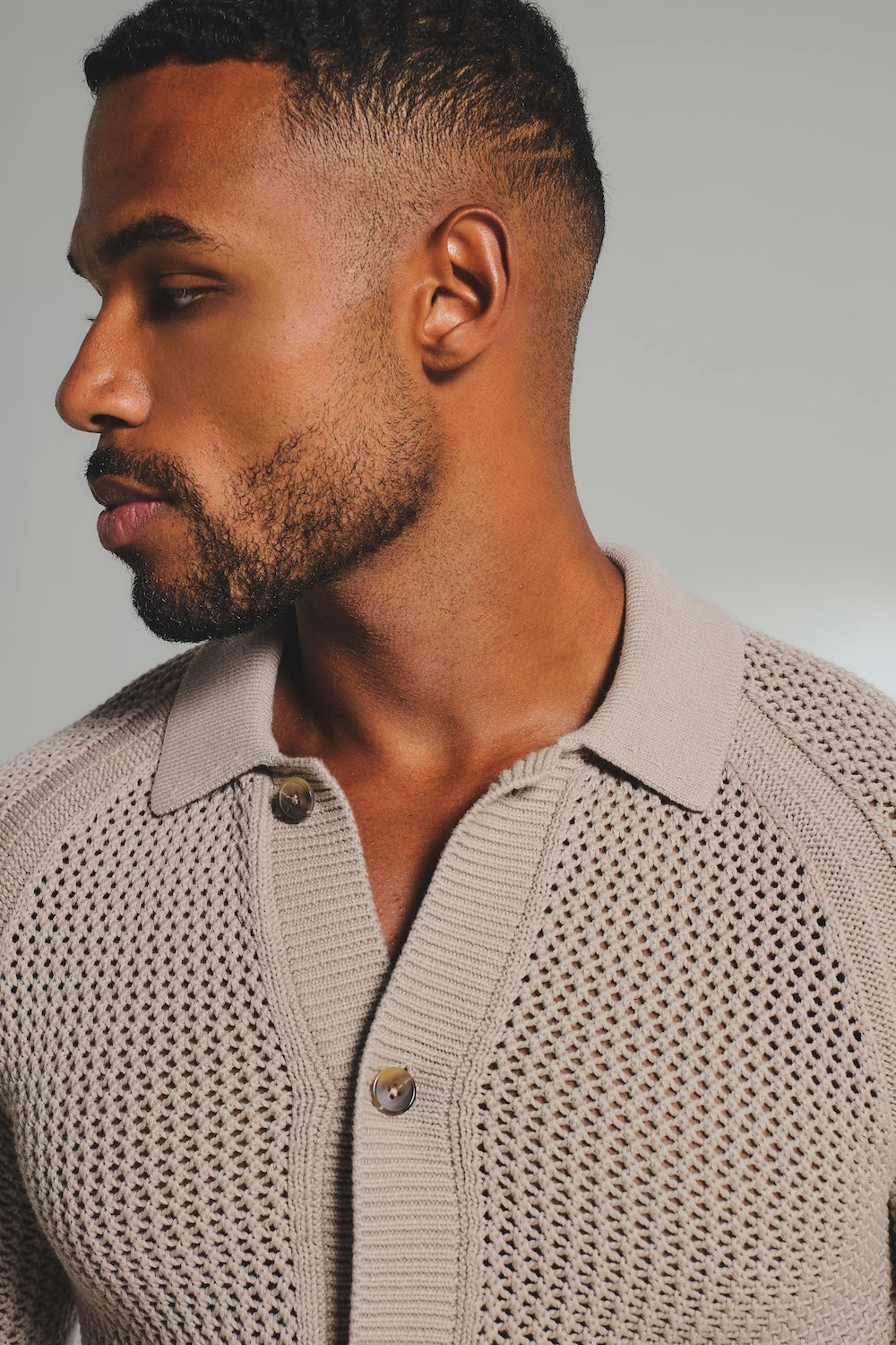 Crochet Knitted Shirt in Neutral