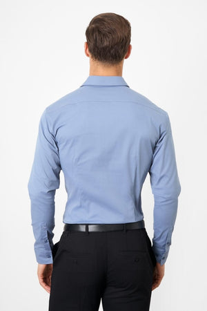 Muscle Fit Dress Shirt in Steel Blue - TAILORED ATHLETE - ROW