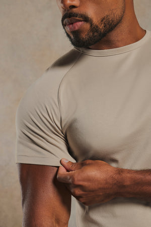 Mercerised Cotton T-Shirt in Stone