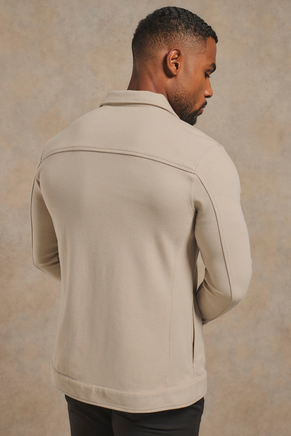 Twill Jersey Shacket in Stone