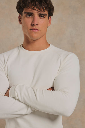 Heavy Weight Textured Crew Neck in White