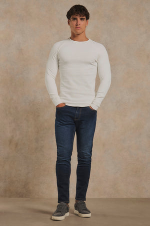 Heavy Weight Textured Crew Neck in White
