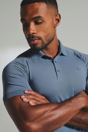 Muscle Fit Polo Shirt in Slate Blue