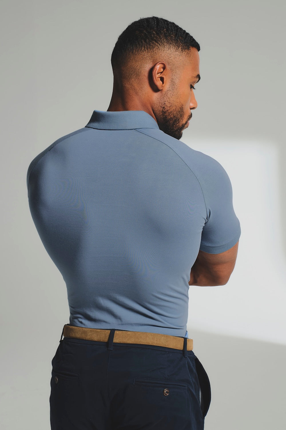 Muscle Fit Polo Shirt in Slate Blue