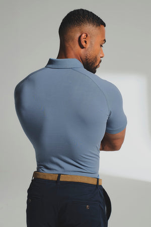 Muscle Fit Polo Shirt in Slate Blue