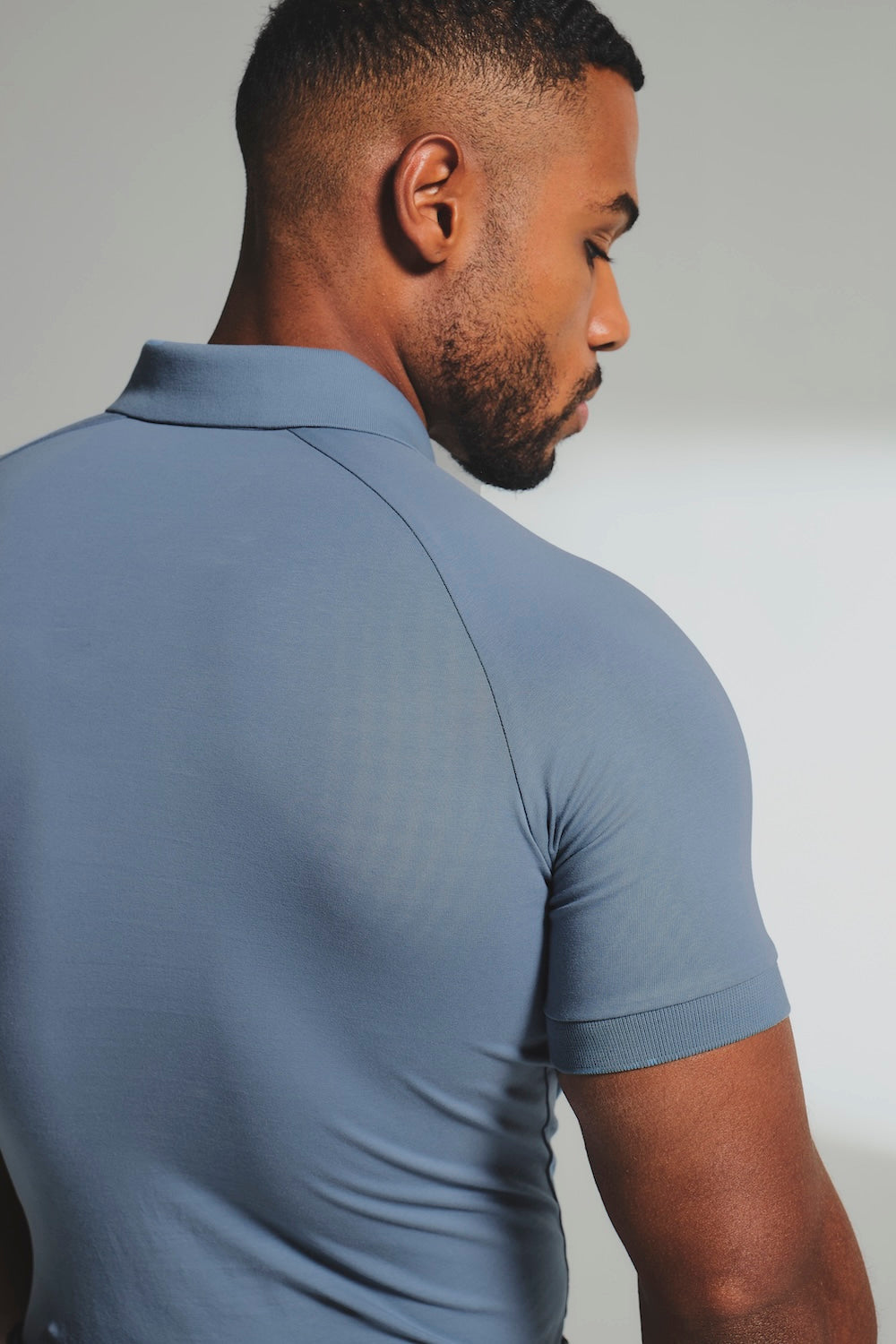 Muscle Fit Polo Shirt in Slate Blue