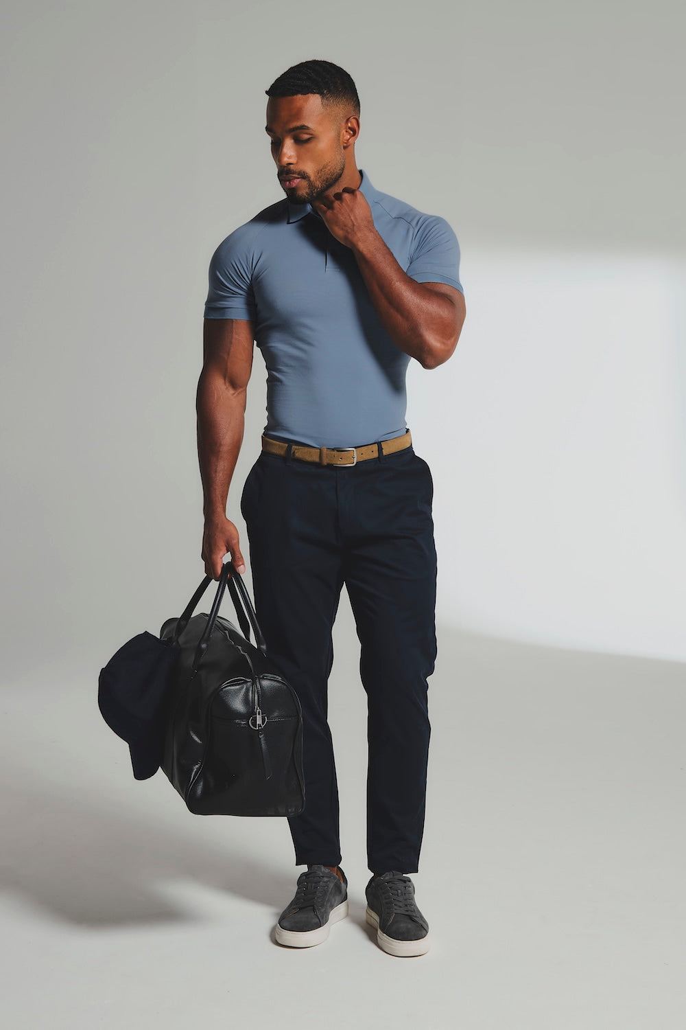Muscle Fit Polo Shirt in Slate Blue