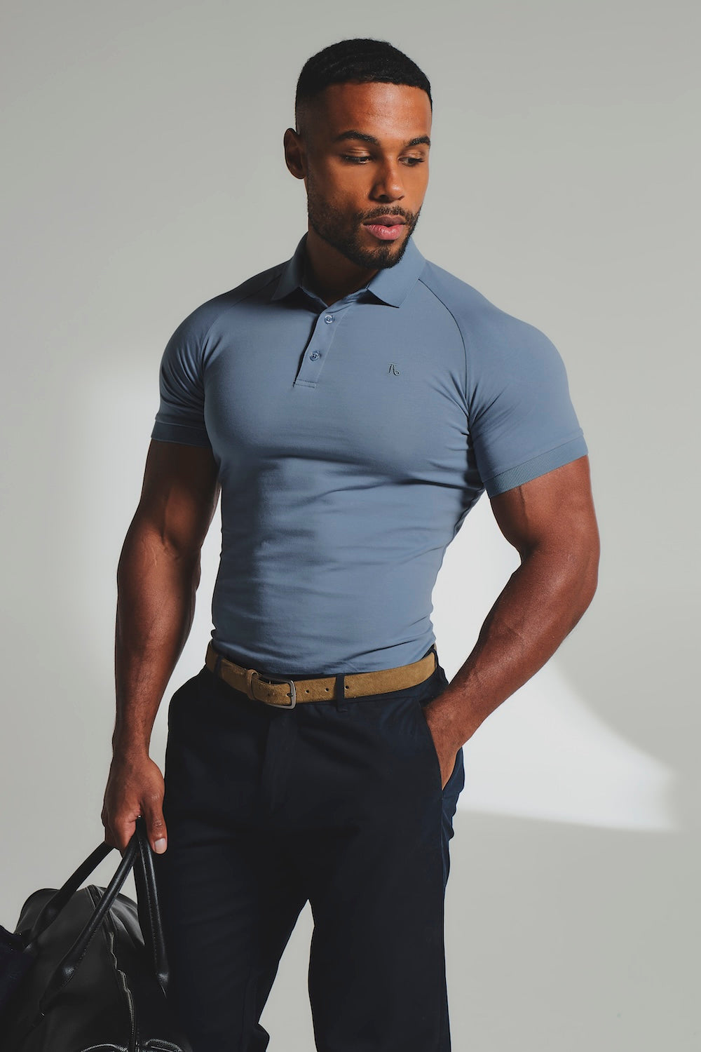 Muscle Fit Polo Shirt in Slate Blue