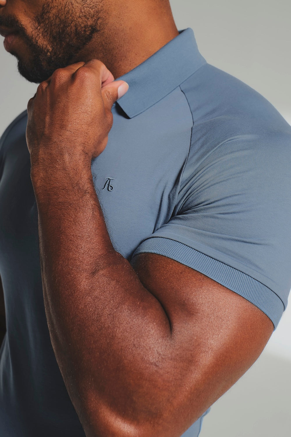 Muscle Fit Polo Shirt in Slate Blue