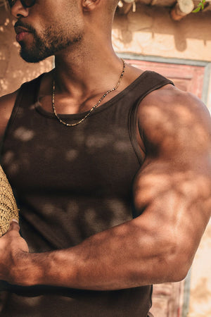 Cotton Ribbed Vest in Chocolate