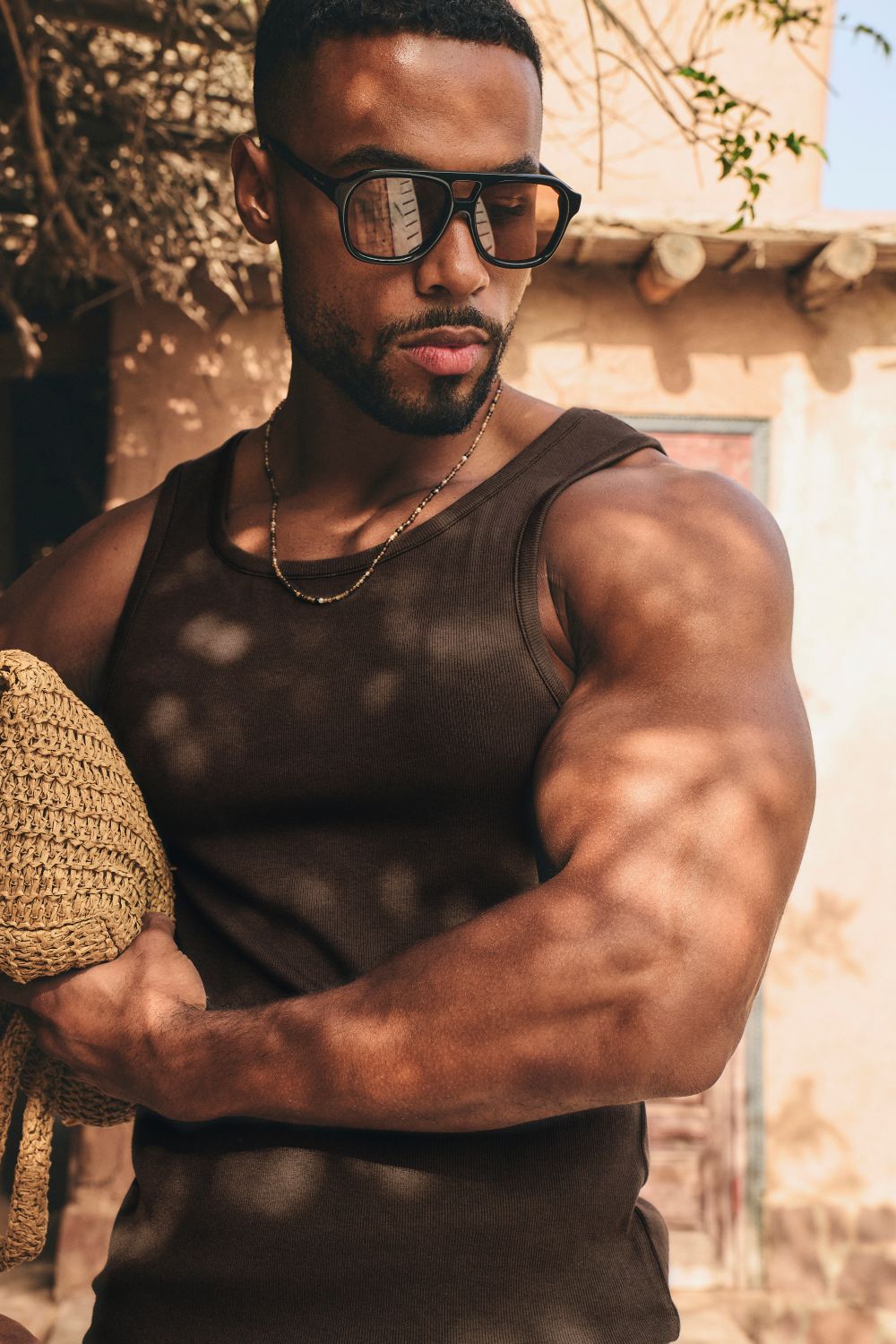 Cotton Ribbed Vest in Chocolate