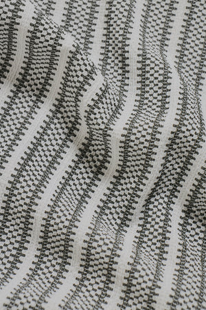 Stripe Crochet Cuban Collar Shirt in White and Grey