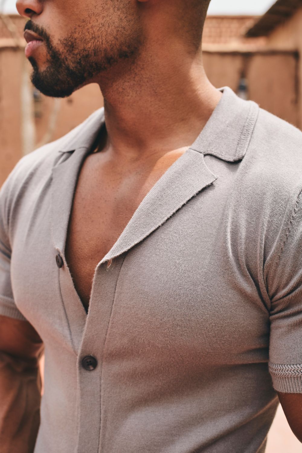 Knitted Shirt in Smoky Khaki