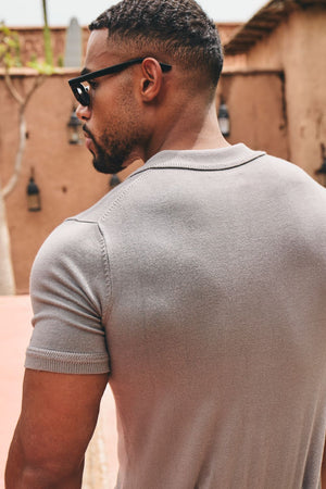 Knitted Shirt in Smoky Khaki