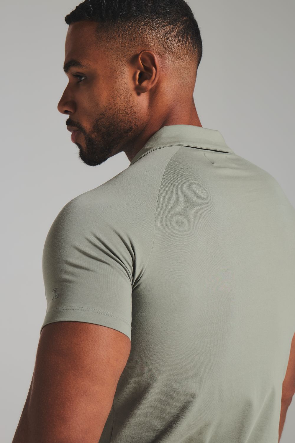 Essential Jersey Buttonless Polo Shirt in Soft Khaki