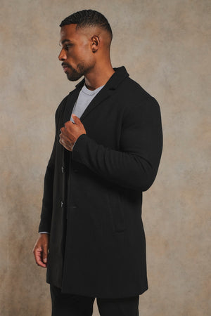 Single Breasted Overcoat in Black