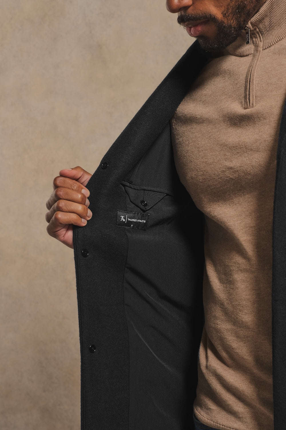 Single Breasted Overcoat in Black