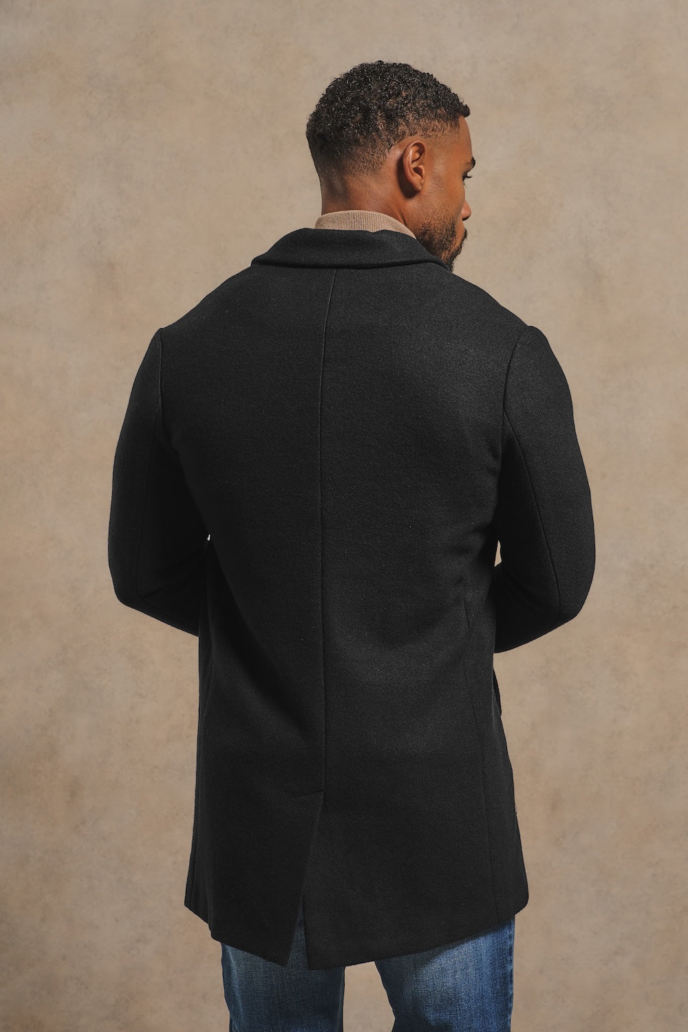 Single Breasted Overcoat in Black