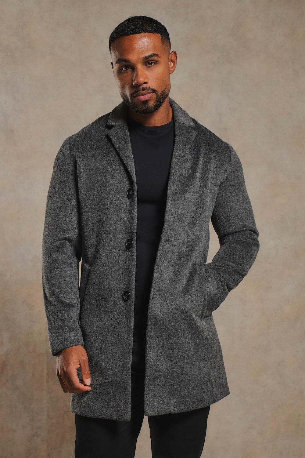Single Breasted Overcoat in Grey