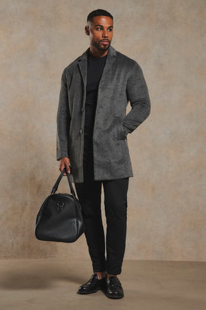 Single Breasted Overcoat in Grey