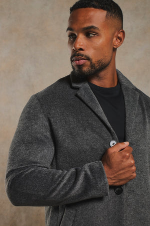 Single Breasted Overcoat in Grey