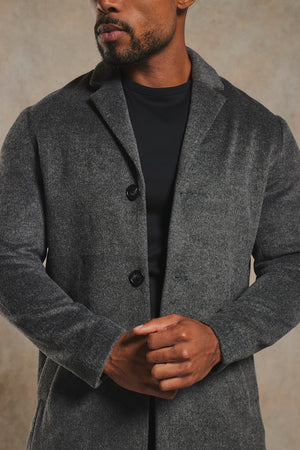 Single Breasted Overcoat in Grey