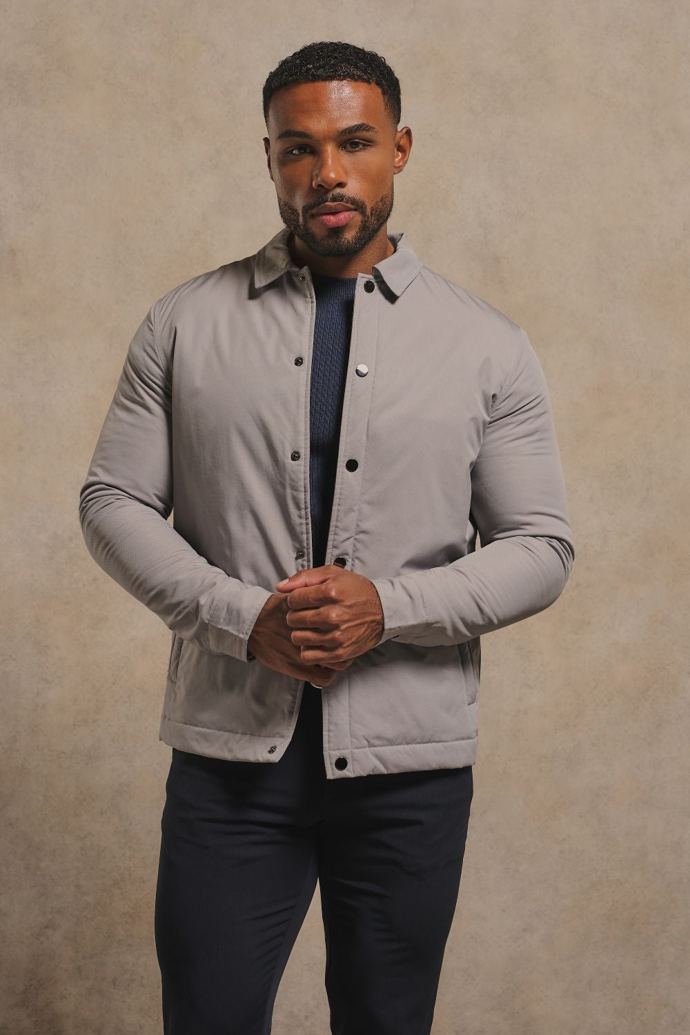 Shower Resistant Padded Coat Jacket in Stone