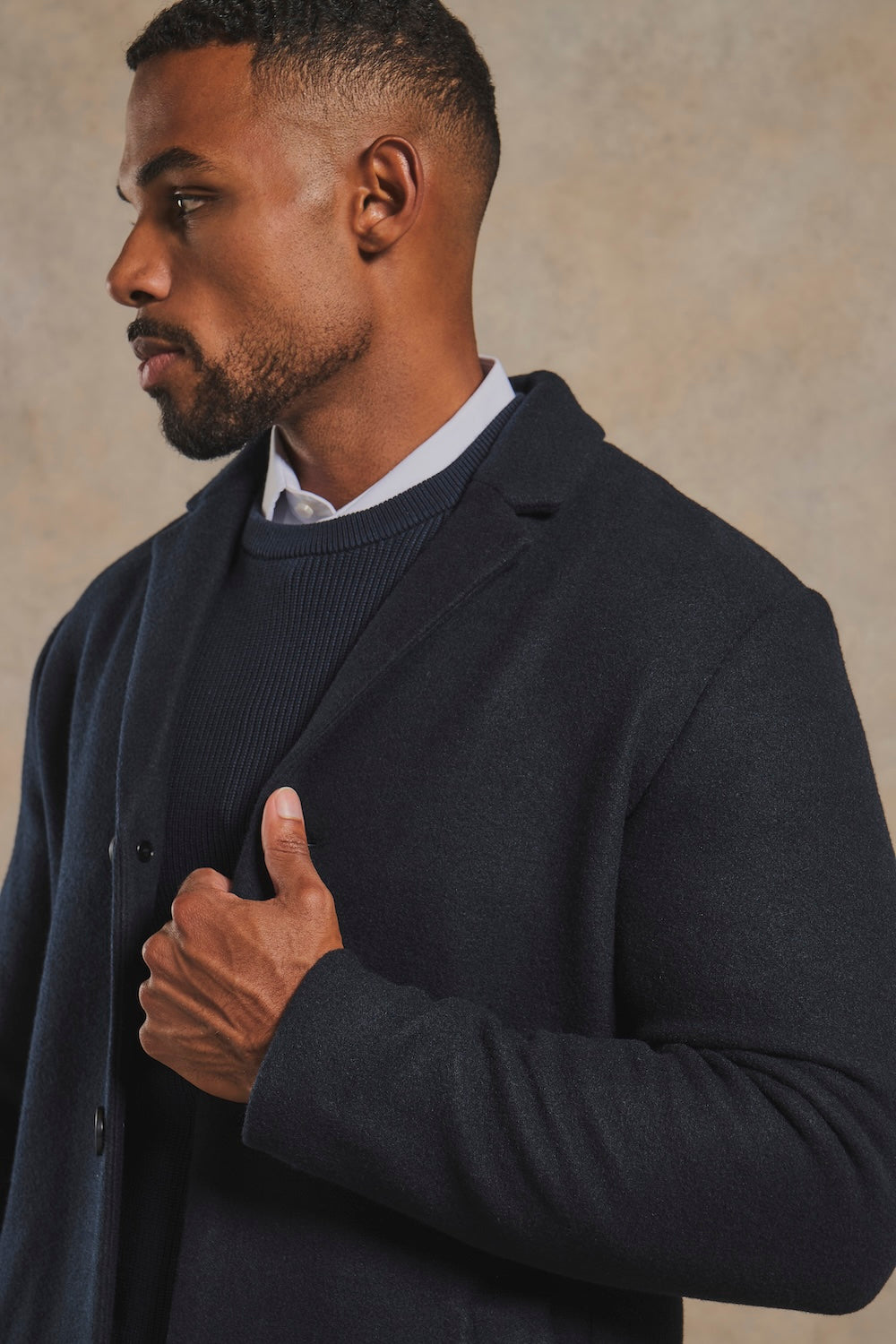 Single Breasted Overcoat in Navy