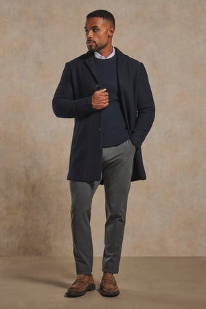 Single Breasted Overcoat in Navy