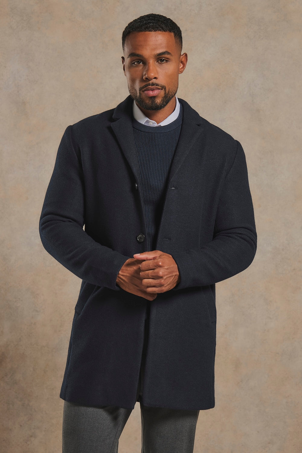 Single Breasted Overcoat in Navy