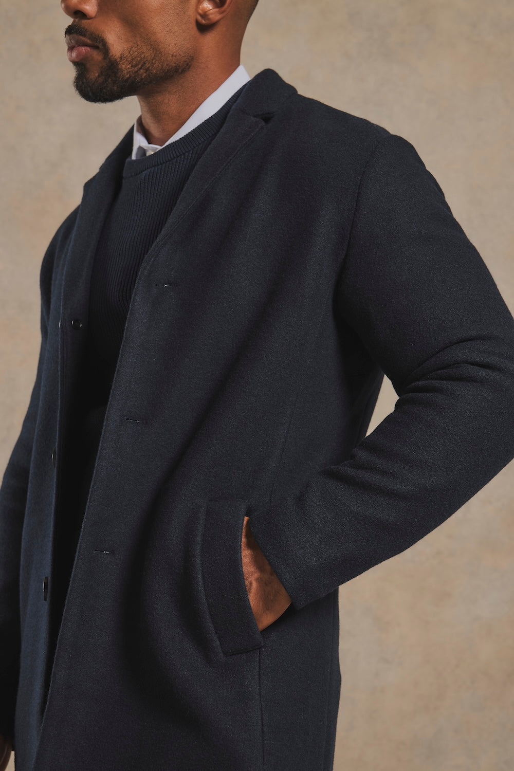 Single Breasted Overcoat in Navy