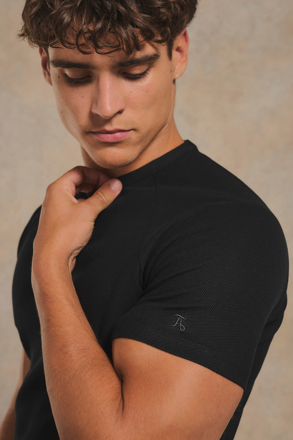 Textured Jersey T-Shirt in Black