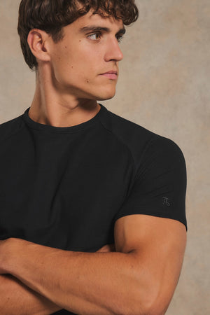 Textured Jersey T-Shirt in Black