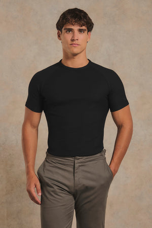 Textured Jersey T-Shirt in Black