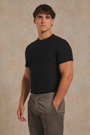 Textured Jersey T-Shirt in Black