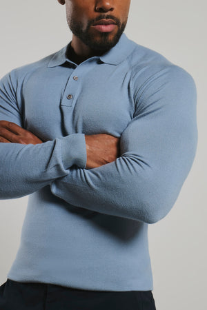 Knitted Polo Shirt in Airforce