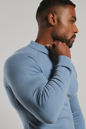 Knitted Polo Shirt in Airforce